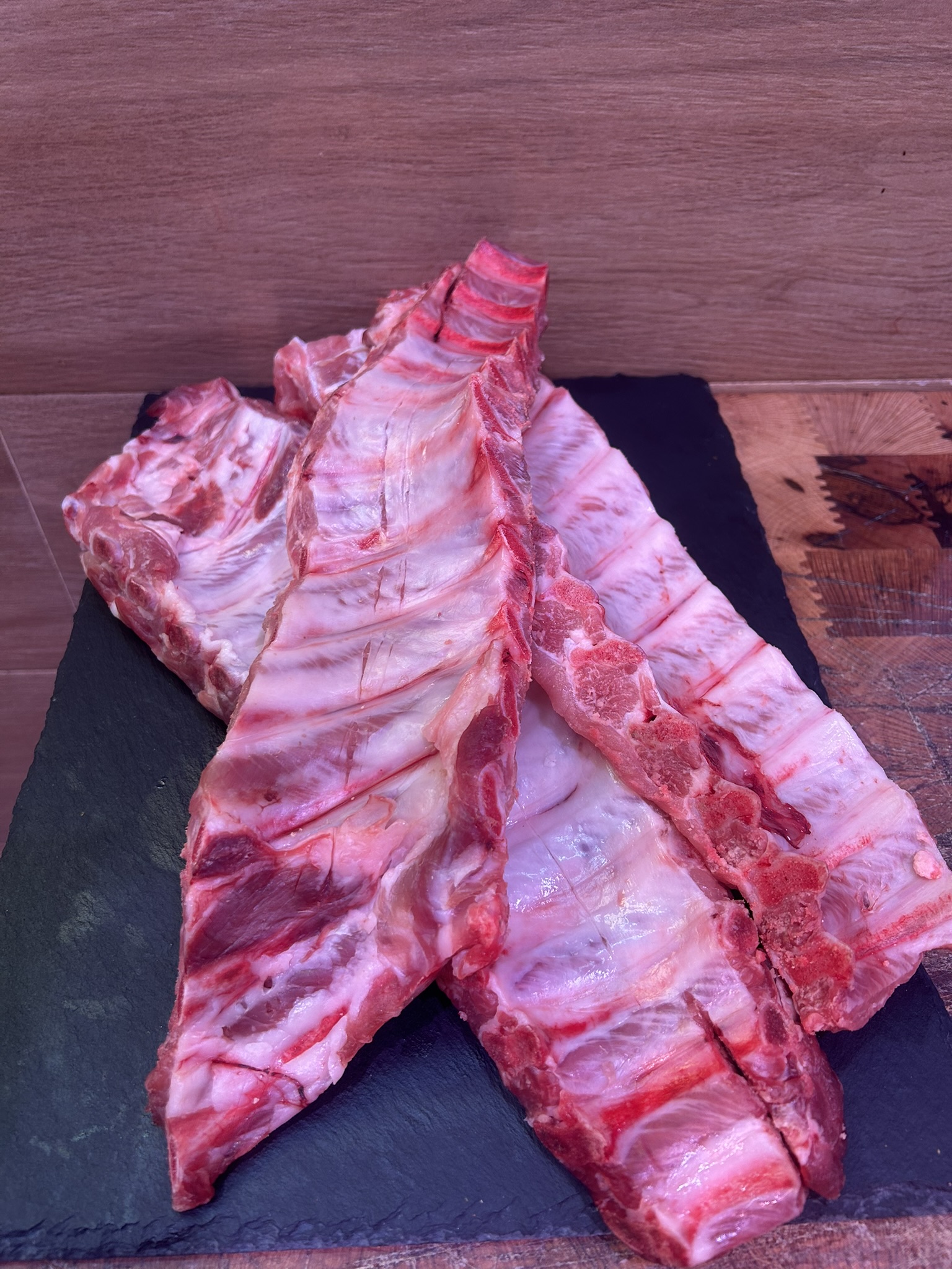 tira de costilla de cerdo duroc ( 2 tiras , 1,500k kg 2kg aprox)